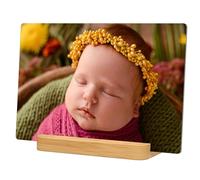 XIAODAXIA Custom Metal Photo Prints with Natural Bamboo Base, Personalized Picture Gifts by 12-Color HD Printing Technology - Gift Wrapping Available - Horizontal, 4 inches by 6 inches