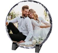XIAODAXIA Custom Rock Photo Personalized Rock Slate Photo Frame Plaque Customized Memorial Picture Gifts for Christmas Mothers Fathers Day Gift Wrapping Available Same day Pick up (Round 9.8x9.8inch)