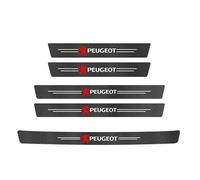 XIAOFEIDAFA 5Pcs Car Door Sill Protector for Peugeot EXPERT/Traveller ab 2016-2025 Carbon Fiber Leather Car Kick Plates Automobile Accessories Threshold Protection Sticker,Red