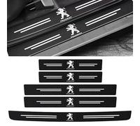 XIAOFEIDAFA 5Pcs Car Door Sill Protector for Peugeot EXPERT/Traveller ab 2016-2025 Carbon Fiber Leather Car Kick Plates Automobile Accessories Threshold Protection Sticker,Grey