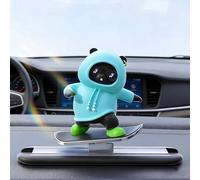 XIAOFEIDAFA Skateboard Bear Car Dashboard Ornament for Dacia Duster III 2024 2025, Interactive Shaking Interior Decoration Sliding Bear Toy Aesthetic Auto Accessory,Blue