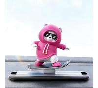XIAOFEIDAFA Skateboard Bear Car Dashboard Ornament for Dacia Duster Logan Sandero 2 Mcv Sandero, Interactive Shaking Interior Decoration Sliding Bear Toy Aesthetic Auto Accessory,Purple