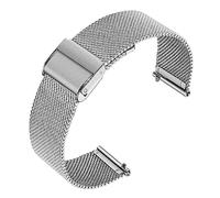 XIAOFEIGUN Correa de reloj de malla milanesa, correa de reloj de liberación rápida para hombres y mujeres para Reloj Inteligente y Reloj Tradicional Doble Hebilla (Color : Silver, Size : 20mm)