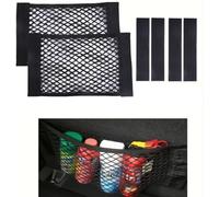 XIAOGUANGFADACAI 2 Pcs Car Trunk Storage Net for Ford Fiesta VI Trend Titanium 2011-06.2017, Backseat Cargo Organizer Elastic Mesh Bag Rear Luggage Pouch Durable Black