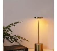 XIAOGUDONG Cordless LED Desk Lamp, Simple I-shaped Desk Lamp, USB Rechargeable, 3-tone Light, Retro Metal Feel, Suitable for Restaurants/bedrooms/outdoors/bars/cafés,Golden