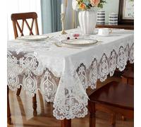 XIAOGUDONG Embroidered Tablecloth Gold Velvet, Embroidered American Lace Home Rectangular Coffee Table, Decorative Home Coffee TV Cabinet Tablecloth (white, 85 * 300cm),90 * 90cm