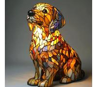 XIAOGUDONG Led Cat and Dog Series Art Night Light, Animal Style Resin Table Lamp, Art Coloured Animal Figurine, Vintage Animal Home Decor Resin Lamp, Fun Gift for Dog Lovers,16