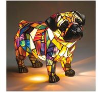 XIAOGUDONG Led Cat and Dog Series Art Night Light, Animal Style Resin Table Lamp, Art Coloured Animal Figurine, Vintage Animal Home Decor Resin Lamp, Fun Gift for Dog Lovers,5