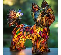 XIAOGUDONG Led Cat And Dog Series Art Night Light, Animal Style Resin Table Lamp, Art Coloured Animal Figurine, Vintage Animal Home Decor Resin Lamp, Fun Gift for Dog Lovers,13