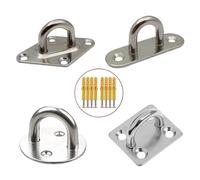 XIAOGYYE U-Type Screw 304/316 Stainless Steel Pad Eye Plate Outdoor Sunshade Sail Door Buckle Installation Hook 1Pc M5~M10/ s/M6-Ss304