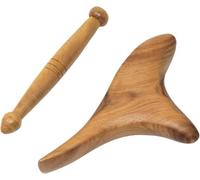 Xiaohan 2PCS Reflexology Tools Wood Body Massager Triangle Gua Sha Board Scraping Board Foot Massage Stick Tool Head Neck Hand Waist Calf Leg Foot Massager (Camphor Wood)