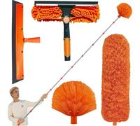 Xiaohan 6m High Telescopic Dust Collector Set with 1.5-4.9M Extension Cord, Spider Web Dust Collector (with Extender), Window Cleaning Brush (with Brush)