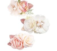 Xiaohan Baby Girl Flower-Hair-Clips Non-Slip Hair Clips Fully Lined Hair Accessories for Newborn Infant Toddle Kids 3PCS