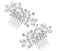 Xiaohan Bridal Hair Comb, 2 PCS Rhinestone Wedding Hair Combs with Crystals, Sparkle Bridal Hair Accessories for Bride Bridesmaids Women Girls (Silver, 3.23 2.09 inches, Metal and Rhinestones)