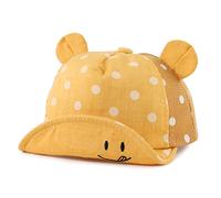 XIAOHAWANG Summer Infant Baseball Cap Bear Ears Toddler Girl Sun Hats Spring Cute Baby Hat for Boys 6-24 Months (Yellow Mesh)
