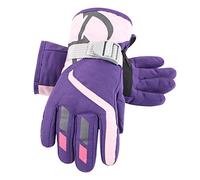 XIAOHAWANG Winter Boys Girls Ski Gloves Kids Warm Waterproof Mittens Fleece Snowboard Gloves for Children (Purple, S)