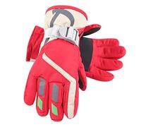 XIAOHAWANG Winter Boys Girls Ski Gloves Kids Warm Waterproof Mittens Fleece Snowboard Gloves for Children (Red, S)