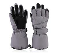 XIAOHAWANG Winter Kids Boys Ski Gloves Waterproof Windproof Adults Gloves Warm Toddler Girls Mittens Cold Protection Mittens for Children (Gray, L)