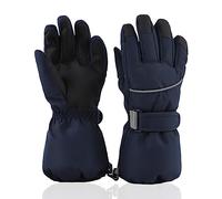 XIAOHAWANG Winter Kids Boys Ski Gloves Waterproof Windproof Adults Gloves Warm Toddler Girls Mittens Cold Protection Mittens for Children (Navy, M)