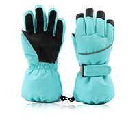 XIAOHAWANG Winter Kids Boys Ski Gloves Waterproof Windproof Adults Gloves Warm Toddler Girls Mittens Cold Protection Mittens for Children (Green, M)