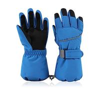 XIAOHAWANG Winter Kids Boys Ski Gloves Waterproof Windproof Adults Gloves Warm Toddler Girls Mittens Cold Protection Mittens for Children (Royal Blue, L)