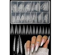 XIAOHEBAN 120 Pieces Dual Nail Forms Almond, 12 Sizes Dual Tips Nail Extension Extension, Polygel Tips Nail Gel Shapes Nail Shape for Polygel Extension, for Nail Art DIY at Home