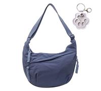 Xiaoheitutu Quantifyn Crossbody Bag, Women's Plain Color Nylon Hobo Bag with Adjustable Strap, Lightweight Crescent Purse (Blue)