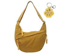 Xiaoheitutu Quantifyn Crossbody Bag, Women's Plain Color Nylon Hobo Bag with Adjustable Strap, Lightweight Crescent Purse (Yellow)