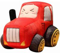 XIAOHONG Car Plush Tractor Stuffed Cushion Truck Toy Super Cute Blaze Car Plush Pillow - Soft Monster trucks Plush Toy for Little Boys, Girls, Babies and Toddlers - Great Gift (Red)