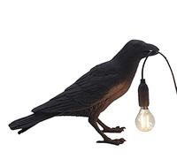 XiaoHuaEr Resin Crow Desk Lamp, LED Modern Art Deco Bedside Decor Table Lamps for Bedroom, Office, College Dorm, Right Black Wall (C)