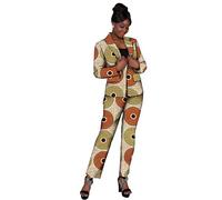 XIAOHUAGUA African Suits for Women African Print Blazer Coat Kente Top and Pants 2 Piece African Attire Outfits, Yellow, Small