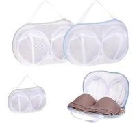 Xiaohui887 2 Pcs Bra Washing Bags for Laundry, Bra Bags for Washing Machine Lingerie Wash Dryer Bag Non-Deform 3D Protective Bracket Case with Handle Zipper for Women Laundry Storage Washing Delicates