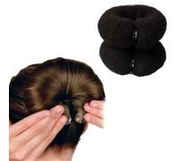Xiaohui887 2 Pcs Magic Bun Maker Hair Styling Styler Hair Donut Ring Styler Hair Bun Maker Twist Ring Former Shaper Sponge Doughnut Donut Bun Shaper Hair Curler(Black)
