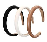 Xiaohui887 3 Pcs Padded Headbands for Women, Solid Color Leather Hair Band, Headhoop, Fashion Headwear, Girls Women Hair Accessories