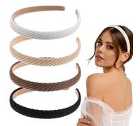 Xiaohui887 4 Pieces Comfortable Fine Knitted Hair Bands Fashion Non-Slip Headbands Boho Cute Hair Accessories Solid Color Suitable for Daily Makeup, Yoga, Party, Dating