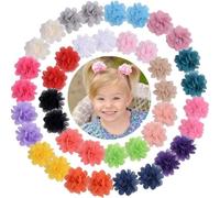 Xiaohui887 40PCS 2" Chiffon Flower Hair Clips Baby Girls Fully Lined Non Slip Hairpins Hair Accessories for Girls Newborns Infants Toddlers Gifts