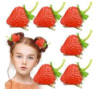 Xiaohui887 6 PCS Strawberry Hair Clips, Realistic Fruit Hair Barrettes for Girls, Cute Hairpin with Bow, Hair Accessories for Girls, Wide Application