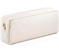 Xiaohui887 Big Capacity Pencil Case, Pure Color Pen Pouch with Zipper Stationary Storage Bag for Adult Students Officers, Cream White