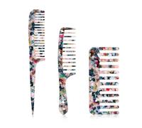 Xiaohui887 Round Tooth Comb Set - Wet French Tangle Comb, Anti-Static, Suitable for Long, Short, Curly and Straight Hair (3 Pcs)