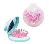 Xiaohui887 Two-piece folding mini hair brush set with mirror, easily detangles hair, suitable for all hair types.