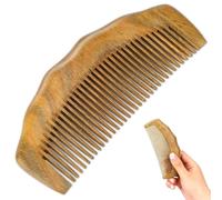 Xiaohui887 Women's wooden comb, handcrafted from natural green sandalwood, with fine teeth, anti-static, dandruff-removing, portable, and smooth-combing.