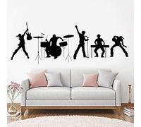 XIAOHUKK Music Rock Band Vinyl Wall Decal Rock Music Art Teen Room Interior Home Decor Sticker Guitar Drum Kit Mural Removable