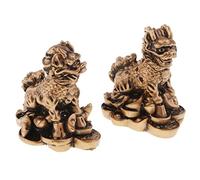 Xiaojikuaipao Feng Shui Qi Lin Statue Set for Prosperity and Ion - Home Decor Figurines for Wealth and Fortune, Perfect Housewarming Gift - Resin Kirin Sculpture | 2 Pcs