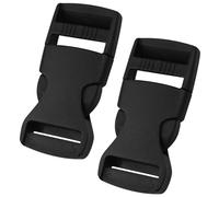 XIAOJING0 2 packs Backpack Strap Buckles,2.5CM Buckle Extension,Replacement clasp,Side Release Buckle for Luggage, Backpacks, Webbing（Black）