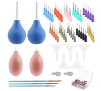 XIAOJUN 4 Sets Slip Trailer Bottle for Pottery Glaze Tip Applicator Bottle Slip Trailing Bottles for Clay with 50 Pcs Needles of Various Sizes, Glaze Extrusion Bottle and Funnels, Paintbrush