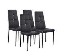 Xiaolong-Furniture Modern Set of 4 Stunning Dining Side Chairs Leather Dining Room Furniture (Black)