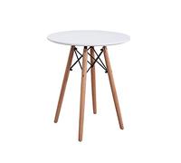 Xiaolong Modern Style White Table Designer Round Dining Office Kitchen Table Wood Legs (60CM)