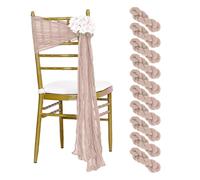 XIAOLZSL Chair Sashes 30PCS 30x275cm Wedding Sage green Chair Sashes Decoration Gauze Cheesecloth Chair Bow Chair Cover for Reception Party(30PCS Beige)