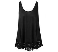 XiaoMaAnJi Plus Size Swing Lace Flowy Tank Top for Women, A01 Black, M