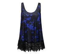 XiaoMaAnJi Plus Size Swing Lace Flowy Tank Top for Women, F00 Blue Black Floral, 5X